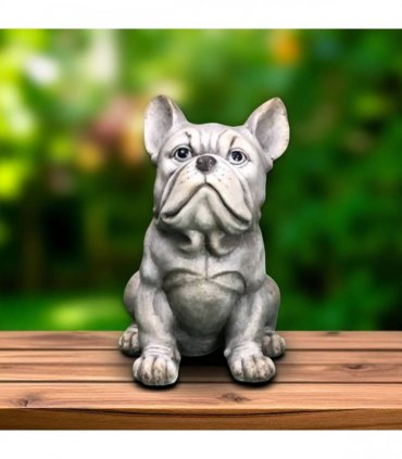 AcaciaHome Modern 32cm Sitting Bulldog Statue Resin Dog Ornament – Bronze Finish MGO Resin Bulldog Figurine, Weatherproof Indoor Outdoor Garden Decor Sculpture for Porch, Balcony or Home Display