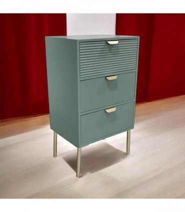 AcaciaHome Durable and Functional Wooden 3 Drawer Chest – Compact Storage Solution with 3-drawer chest, pine top, metal handles, and ample storage in a sleek for modern bedrooms (Green)
