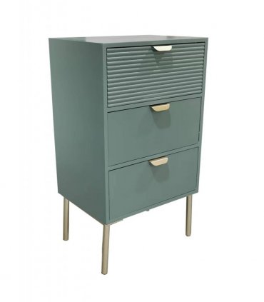 AcaciaHome Durable and Functional Wooden 3 Drawer Chest – Compact Storage Solution with 3-drawer chest, pine top, metal handles, and ample storage in a sleek for modern bedrooms (Green)