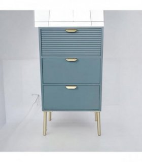 AcaciaHome Durable and Functional Wooden 3 Drawer Chest – Compact Storage Solution with 3-drawer chest, pine top, metal handles, and ample storage in a sleek for modern bedrooms (Blue)