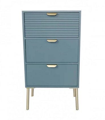 AcaciaHome Durable and Functional Wooden 3 Drawer Chest – Compact Storage Solution with 3-drawer chest, pine top, metal handles, and ample storage in a sleek for modern bedrooms (Blue)