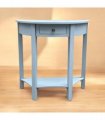 AcaciaHome Modern and Stylish 1 Drawer Semicircle Design Console Table - Art Deco Style with Storage, Medium Wood Tone, and Satin Knob Handle for Home, Office, or Living Spaces (Sky Blue)