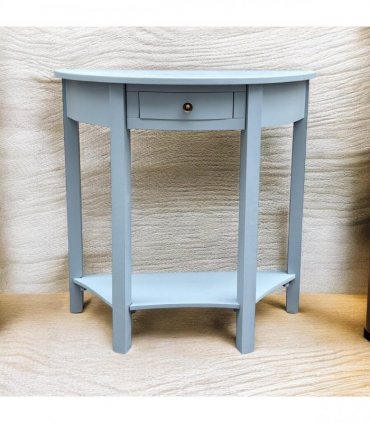 AcaciaHome Modern and Stylish 1 Drawer Semicircle Design Console Table - Art Deco Style with Storage, Medium Wood Tone, and Satin Knob Handle for Home, Office, or Living Spaces (Sky Blue)
