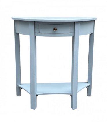 AcaciaHome Modern and Stylish 1 Drawer Semicircle Design Console Table - Art Deco Style with Storage, Medium Wood Tone, and Satin Knob Handle for Home, Office, or Living Spaces (Sky Blue)