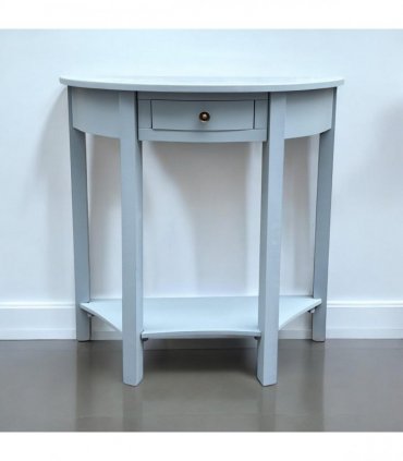 AcaciaHome Modern and Stylish 1 Drawer Semicircle Design Console Table - Art Deco Style with Storage, Medium Wood Tone, and Satin Knob Handle for Home, Office, or Living Spaces (Sky Blue)