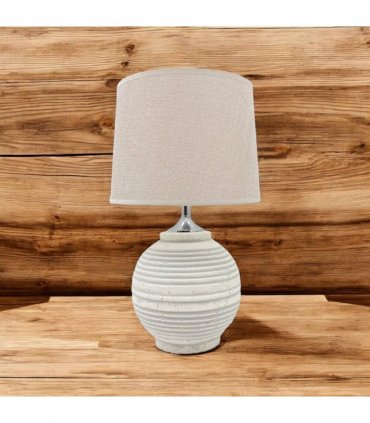 AcaciaHome Elegant Ceramic Table Lamp with Fabric Drum Shade – Decorative Bedside or Nightstand Light, Warm Soft Ambient Glow, E27 Bulb Compatible Lamp for Bedroom, Office & Desk (44cm Cream Lamp)