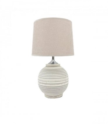 AcaciaHome Elegant Ceramic Table Lamp with Fabric Drum Shade – Decorative Bedside or Nightstand Light, Warm Soft Ambient Glow, E27 Bulb Compatible Lamp for Bedroom, Office & Desk (44cm Cream Lamp)