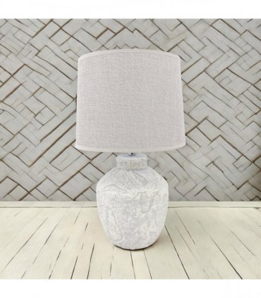 AcaciaHome Elegant Ceramic Table Lamp with Fabric Drum Shade – Decorative Bedside or Nightstand Light, Warm Soft Ambient Glow, E27 Bulb Compatible Lamp for Bedroom, Office & Desk (51cm Cream Lamp)