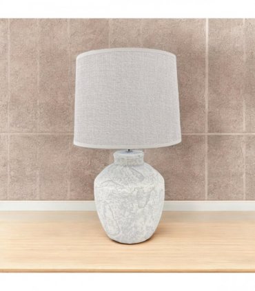 AcaciaHome Elegant Ceramic Table Lamp with Fabric Drum Shade – Decorative Bedside or Nightstand Light, Warm Soft Ambient Glow, E27 Bulb Compatible Lamp for Bedroom, Office & Desk (51cm Cream Lamp)