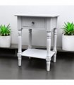 Modern and Stylish Bedside Wooden Side Table with 1 Drawer and Shelf - Sleek Art Deco Solid Pine Wood Side Tables with Storage for Home, Office, Living Room, and Hallways Decor (Solid, Grey)