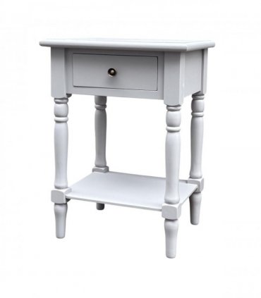 Modern and Stylish Bedside Wooden Side Table with 1 Drawer and Shelf - Sleek Art Deco Solid Pine Wood Side Tables with Storage for Home, Office, Living Room, and Hallways Decor (Solid, Grey)