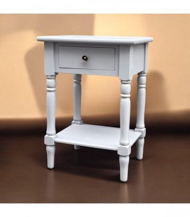 Modern and Stylish Bedside Wooden Side Table with 1 Drawer and Shelf - Sleek Art Deco Solid Pine Wood Side Tables with Storage for Home, Office, Living Room, and Hallways Decor (Solid, Grey)