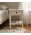 Modern and Stylish Bedside Wooden Side Table with 1 Drawer and Shelf - Sleek Art Deco Solid Pine Wood Side Tables with Storage for Home, Office, Living Room, and Hallways Decor (Floral, Grey)