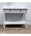 Modern and Stylish 2 Drawer Rectangular Console Table - Medium Wood Tone Finish for Sleek Hallway Side Table with Knob Handle Drawers for Home, Office, Bedrooms, or Living Spaces (Moonstruck Grey)