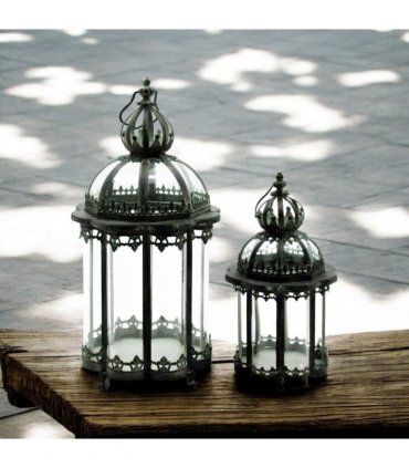 Stylish Set of 2 Metal Grey Tealight Lantern Holders – Decorative Glass & Metal Candle Holders, Versatile for Tealight or Mini Pillar Candles, Perfect for Home, Garden & Tabletop Décor