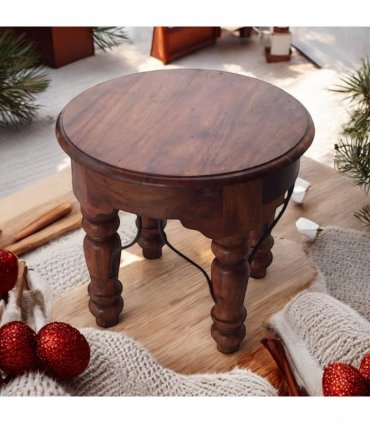 AcaciaHome Durable and Elegant Wooden Round Table - Classic Design, Sturdy Construction, Perfect for Dining, Living Room, or Kitchen Spaces - Adds Warmth and Style to Any Home Décor (Deep Brown)