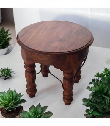 AcaciaHome Durable and Elegant Wooden Round Table - Classic Design, Sturdy Construction, Perfect for Dining, Living Room, or Kitchen Spaces - Adds Warmth and Style to Any Home Décor (Deep Brown)