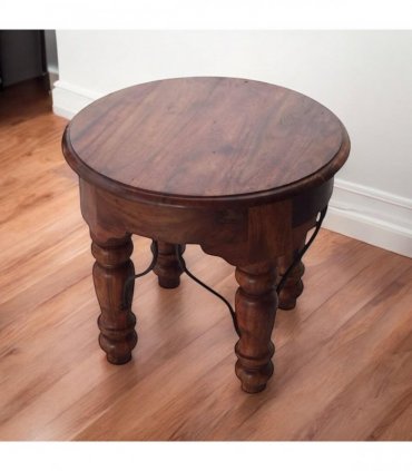 AcaciaHome Durable and Elegant Wooden Round Table - Classic Design, Sturdy Construction, Perfect for Dining, Living Room, or Kitchen Spaces - Adds Warmth and Style to Any Home Décor (Deep Brown)