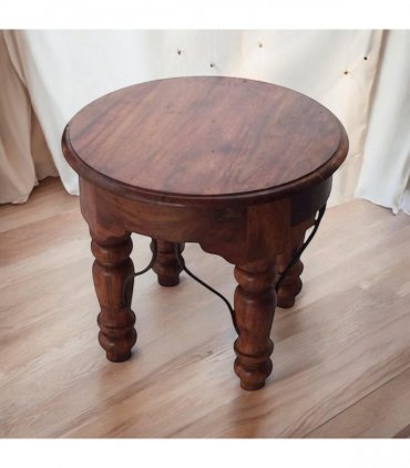 AcaciaHome Durable and Elegant Wooden Round Table - Classic Design, Sturdy Construction, Perfect for Dining, Living Room, or Kitchen Spaces - Adds Warmth and Style to Any Home Décor (Deep Brown)