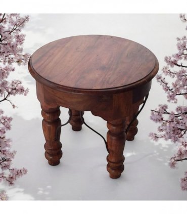 AcaciaHome Durable and Elegant Wooden Round Table - Classic Design, Sturdy Construction, Perfect for Dining, Living Room, or Kitchen Spaces - Adds Warmth and Style to Any Home Décor (Deep Brown)