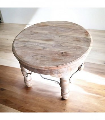AcaciaHome Durable and Elegant Wooden Round Table - Classic Design, Sturdy Construction, Perfect for Dining, Living Room, or Kitchen Spaces - Adds Warmth and Style to Any Home Décor (Light brown)