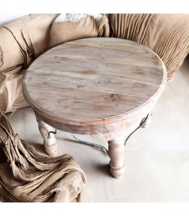 AcaciaHome Durable and Elegant Wooden Round Table - Classic Design, Sturdy Construction, Perfect for Dining, Living Room, or Kitchen Spaces - Adds Warmth and Style to Any Home Décor (Light brown)