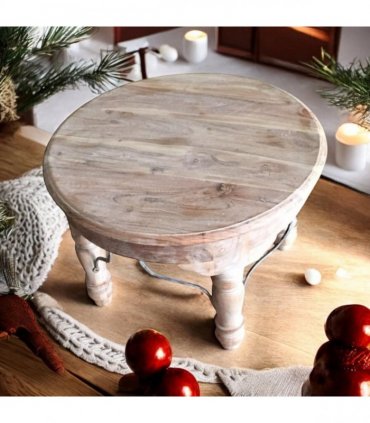 AcaciaHome Durable and Elegant Wooden Round Table - Classic Design, Sturdy Construction, Perfect for Dining, Living Room, or Kitchen Spaces - Adds Warmth and Style to Any Home Décor (Light brown)