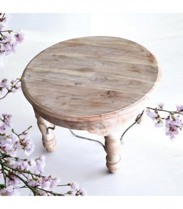 AcaciaHome Durable and Elegant Wooden Round Table - Classic Design, Sturdy Construction, Perfect for Dining, Living Room, or Kitchen Spaces - Adds Warmth and Style to Any Home Décor (Light brown)