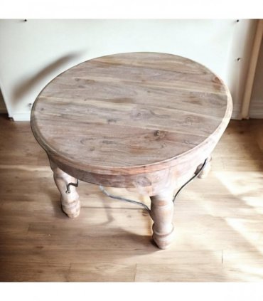AcaciaHome Durable and Elegant Wooden Round Table - Classic Design, Sturdy Construction, Perfect for Dining, Living Room, or Kitchen Spaces - Adds Warmth and Style to Any Home Décor (Light brown)
