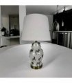 AcaciaHome Modern and Classic Oriental Design Large Floral Ceramic Table Lamp with Drum Shade - Perfect Stylish and Functional Hall Light for Living Room. Bedroom (45cm Zebra Safari White Shade)