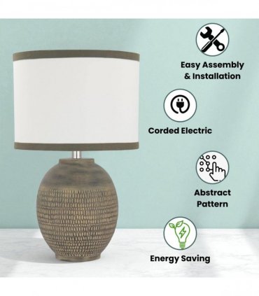 AcaciaHome Traditionally Designed Black and White Bordered Table Lamp with Ceramic Base - Perfect for Bedrooms, Living Rooms, Offices, and Desks - Ideal for Bedside Tables and Side Tables