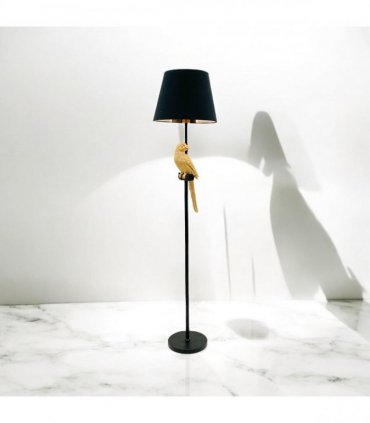 AcaciaHome Modern Parrot Bird Floor Lamp – Elegant 164cm Resin Base with Black Drum Shade, Stylish Decorative Lighting, Creates Cozy Ambient Glow for Bedroom, Hallway, Living Room, or Dining Room