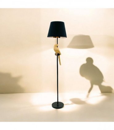 AcaciaHome Modern Parrot Bird Floor Lamp – Elegant 164cm Resin Base with Black Drum Shade, Stylish Decorative Lighting, Creates Cozy Ambient Glow for Bedroom, Hallway, Living Room, or Dining Room
