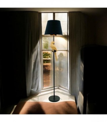 AcaciaHome Modern Parrot Bird Floor Lamp – Elegant 164cm Resin Base with Black Drum Shade, Stylish Decorative Lighting, Creates Cozy Ambient Glow for Bedroom, Hallway, Living Room, or Dining Room