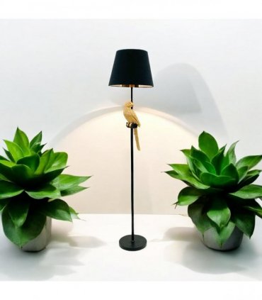 AcaciaHome Modern Parrot Bird Floor Lamp – Elegant 164cm Resin Base with Black Drum Shade, Stylish Decorative Lighting, Creates Cozy Ambient Glow for Bedroom, Hallway, Living Room, or Dining Room