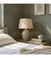 Ceramic Table Lamp with Minimalist Design, Textured Base and Fabric Shade, Ideal for Ambient Light in Any Room