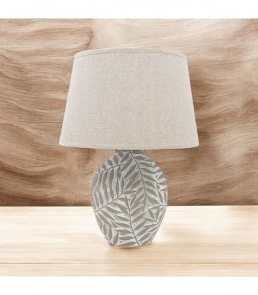 Ceramic Table Lamp with Minimalist Design, Textured Base and Fabric Shade, Ideal for Ambient Light in Any Room