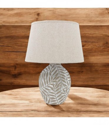Ceramic Table Lamp with Minimalist Design, Textured Base and Fabric Shade, Ideal for Ambient Light in Any Room