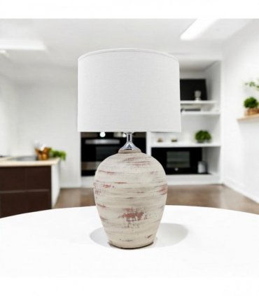 AcaciaHome Elegant Ceramic Table Lamp with Fabric Drum Shade – Decorative Bedside or Nightstand Light, Warm Soft Ambient Glow, E27 Bulb Compatible Lamp for Bedroom, Office & Desk (61cm Cream Lamp)