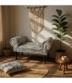 Durable & Stylish Velvet Window Seat Bed End Chaise Lounge - Crushed Velvet Fabric, Solid Wood Feet, Padded Armrests, Sponge Padded Seat, Perfect for Bedroom or Living Room (White Tiger Art Design)