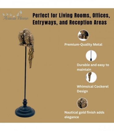 AcaciaHome Modern and Luxurious XL Very Tall Gold Parrot Ornament Sculpture - Elegant Hand-Painted Resin Bird Decorative Figurine for Home, Living Room, Office, or Patio Decor (91cm Pair Parrot)