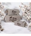 AcaciaHome Stylish and Vintage Wooden Merry Christmas Storage Crate Set – 3 Rustic Display Boxes for Garden & Home Decor – Stackable, Durable, Space-Saving Design for Home & Outdoor Use (Light Grey)