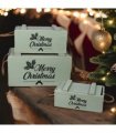 AcaciaHome Stylish and Vintage Wooden Merry Christmas Storage Crate Set – 3 Rustic Display Boxes for Garden & Home Decor – Stackable, Durable, Space-Saving Design for Home & Outdoor Use (Green)
