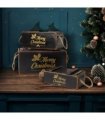 AcaciaHome Stylish and Vintage Wooden Merry Christmas Storage Crate Set – 3 Rustic Display Boxes for Garden & Home Decor – Stackable, Durable, Space-Saving Design for Home & Outdoor Use (Black)