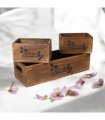 AcaciaHome Stylish and Vintage Wooden Merry Christmas Storage Crate Set – 3 Rustic Display Boxes for Garden & Home Decor – Stackable, Durable, Space-Saving Design for Home & Outdoor Use (Dark Brown)