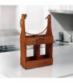 AcaciaHome Elegant and Vintage Wooden 2-Bottle Wine Rack Stand - Hand Painted Freestanding Wine Holder with Rope Handle for Home & Bar Decor for Wine Enthusiasts (Brown)