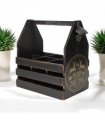 AcaciaHome Vintage and Stylish Festive 6-Bottle Wooden Beer Rack – Merry Xmas Beer Holder with Handle, Easy Assembly for Beer Lovers’ Home Bar, Kitchen, or Man Cave Décor (Black)