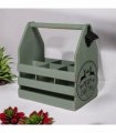 AcaciaHome Vintage and Stylish Festive 6-Bottle Wooden Beer Rack – Merry Xmas Beer Holder with Handle, Easy Assembly for Beer Lovers’ Home Bar, Kitchen, or Man Cave Décor (Green)