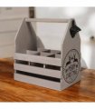 AcaciaHome Vintage and Stylish Festive 6-Bottle Wooden Beer Rack – Merry Xmas Beer Holder with Handle, Easy Assembly for Beer Lovers’ Home Bar, Kitchen, or Man Cave Décor (Grey)