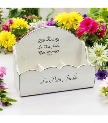 36CM WOODEN SHABBY WHITE FRILLY BOX